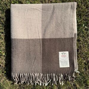 Avoca The Mill Cashmere Wool Blend Woven Hug Throw Blanket Herringbone Plaid GUC